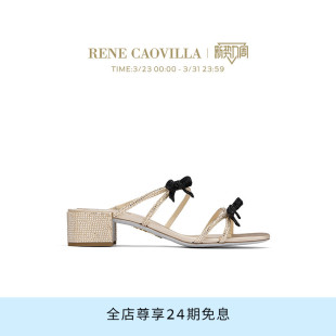 CATERINA系列水钻蝴蝶结女士粗跟凉鞋 RENE CAOVILLA