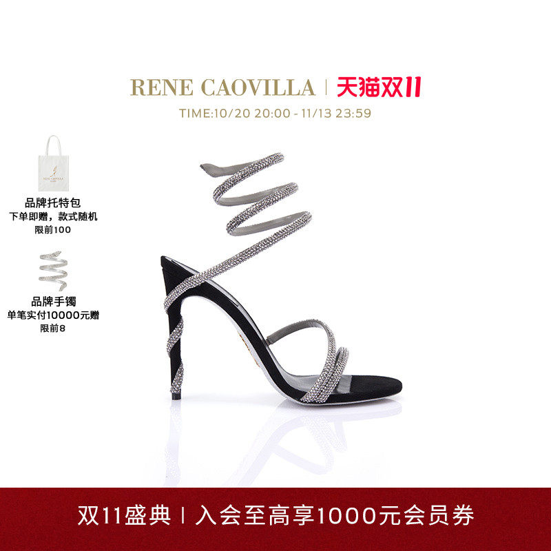 【24期免息】RENE CAOVILLA MARGOT系列水钻绑带高跟凉鞋rc