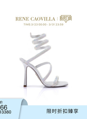 【限时折扣】RENE CAOVILLA CLEO系列细粗跟水钻凉鞋