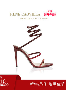 【新年折扣】RENE CAOVILLA CLEO系列水钻多带女士高跟鞋凉鞋