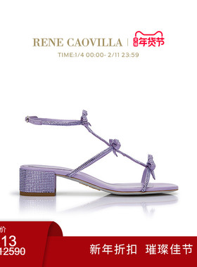【新年折扣】RENE CAOVILLA CATERINA系列蝴蝶结粗跟女士凉鞋
