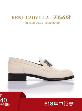 【618折扣】RENE CAOVILLA MORGANA系列白色水钻通勤乐福鞋
