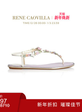 【新年折扣】RENE CAOVILLA BOUQUET系列花朵夹趾平跟女士凉鞋