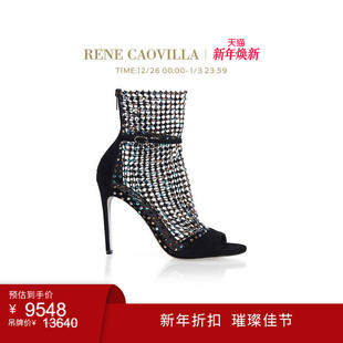 GALAXIA CAOVILLA RENE 黑色水钻细高跟女士凉鞋 年终折扣