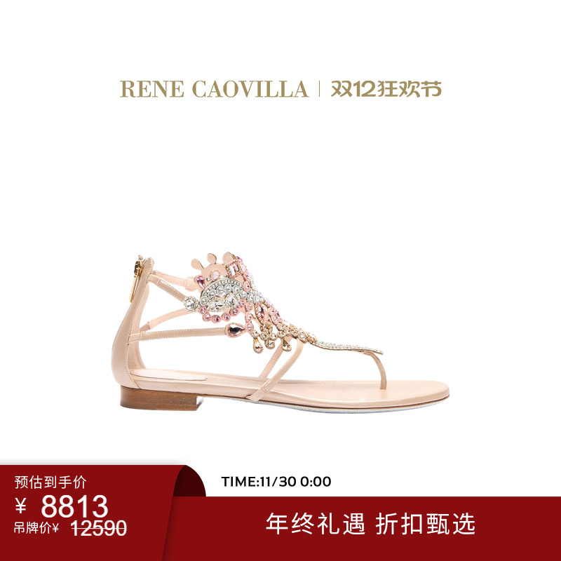【年终折扣】RENE CAOVILLAVENEZIANA系列水钻女士平底凉鞋