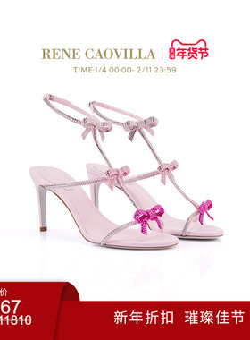 【新年折扣】RENE CAOVILLA CATERINA 水钻蝴蝶结女士高跟凉鞋