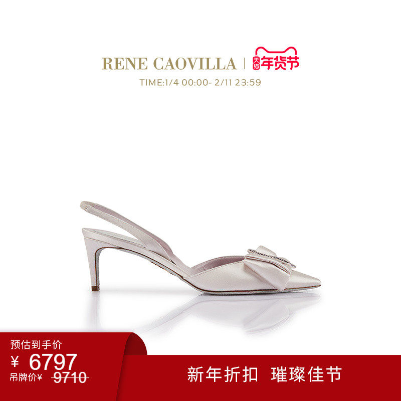 【新年折扣】RENE CAOVILLA SARA系列尖头蝴蝶结水钻高跟鞋