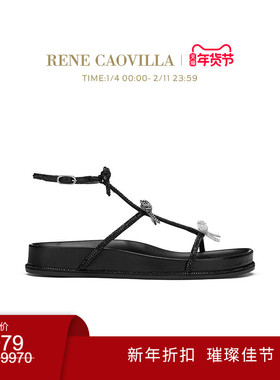 【新年折扣】RENE CAOVILLA CATERINA系列水钻女士平底凉鞋