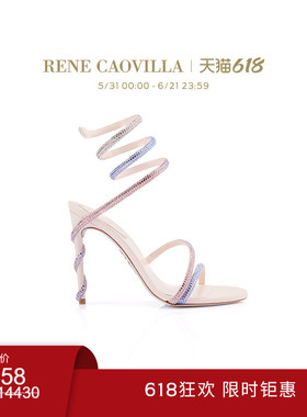 【618折扣】RENE CAOVILLA MARGOT系列渐变水钻女士高跟凉鞋