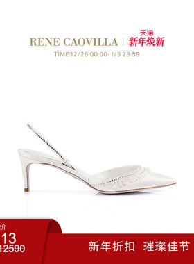 【新年折扣】RENE CAOVILLA CLEO系列尖头水钻女士高跟凉鞋