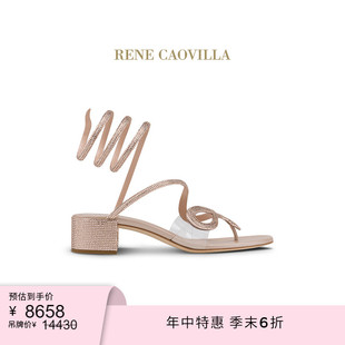 RENE 末6折 CAOVILLA 季 SNAKE系列粗跟水鉆女士涼鞋