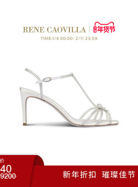 【新年折扣】RENE CAOVILLA CATERINA系列白色蝴蝶结高跟凉鞋