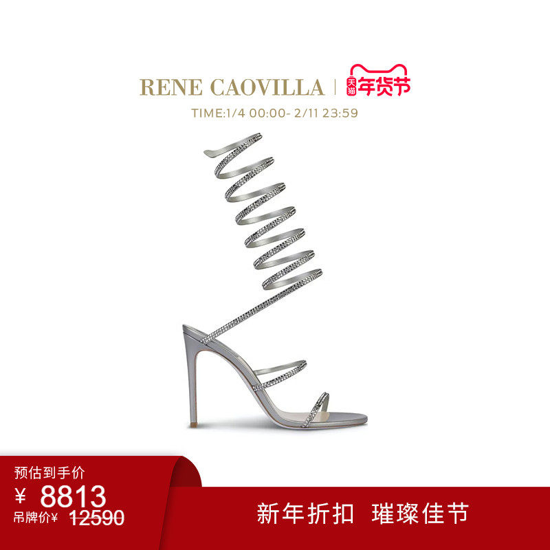 【新年折扣】RENE CAOVILLA SUPERCLEO系列水钻女士高跟凉鞋