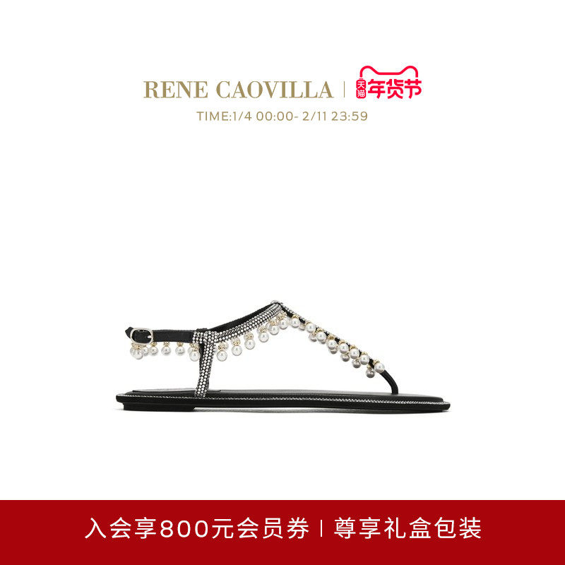 【礼物】RENE CAOVILLA DIANA系列水钻女士平底凉鞋,女鞋,时装凉鞋,淘宝优惠券,粉丝福利购,淘宝优惠卷