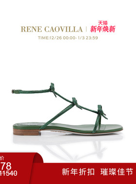 【新年折扣】RENE CAOVILLA CATERINA系列水钻女士平底凉鞋