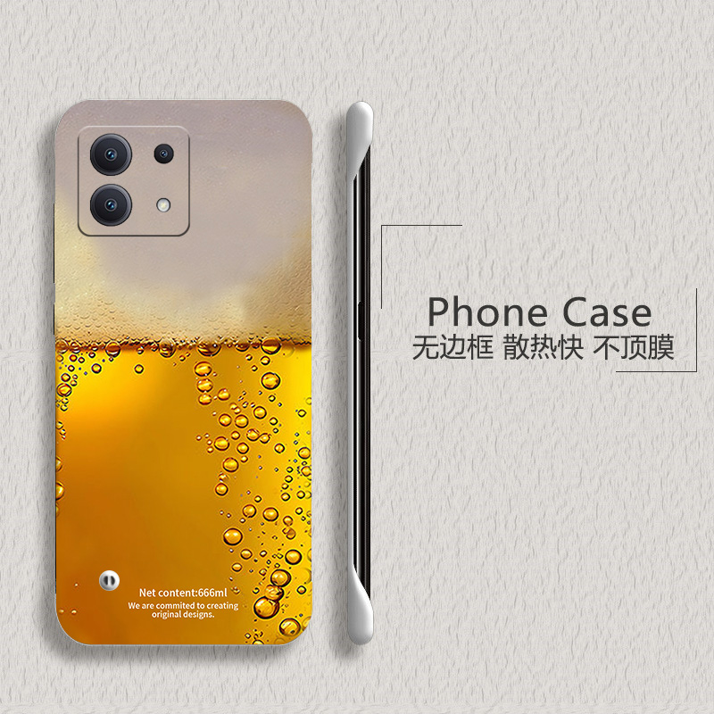 喝啤酒适用红米note13手机壳note14pro无边框note12散热Turbo3新款note10半包11e超薄note11tpro+硬防摔女