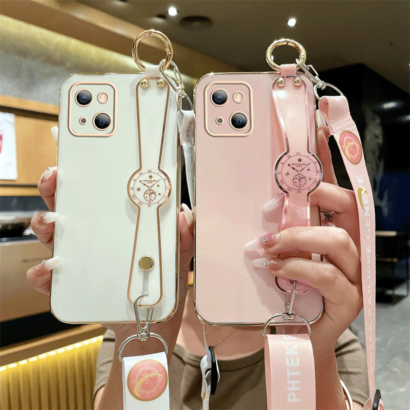 苹果15手机壳腕带iPhone14promax可斜挎高级感11Pro背包式12mini挂绳镜头全包13女款plus硅胶软