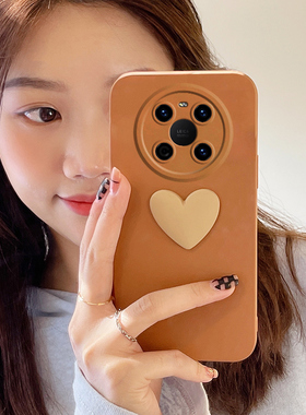 纯色爱心适用华为mate40pro手机壳mete30保护套30e全包p40女款epro网红m40新款40e立体nova8防摔nove7创意5