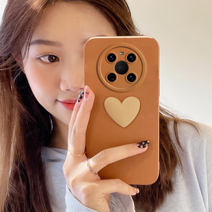 纯色爱心适用华为mate40pro手机壳mete30保护套30e全包p40女款 40e立体nova8防摔nove7创意5 epro网红m40新款