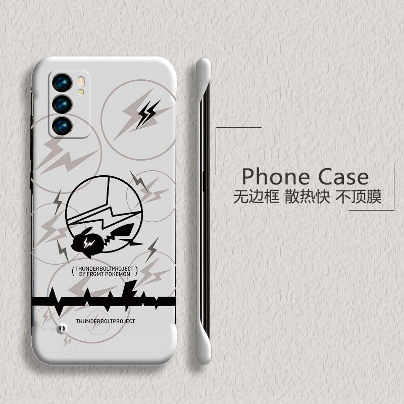 皮卡丘适用opporeno6手机壳reno5pro+无边框reno6pro散热reno3元气版新款reno5k半包3pro超薄硬防摔保护套