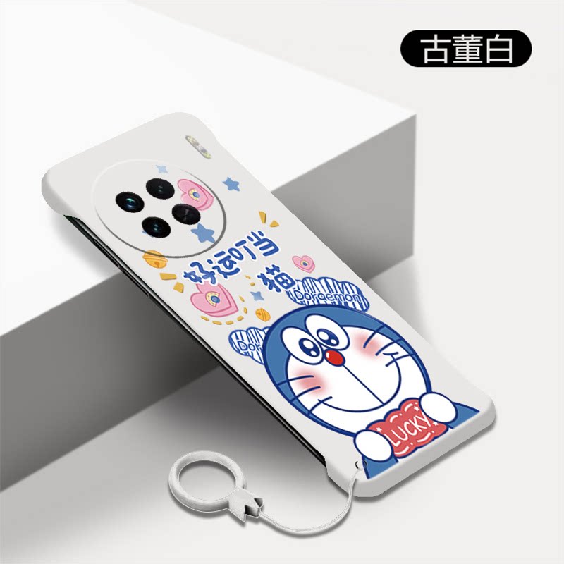 多啦a梦适用于vivox90s手机壳新款X90S无边框VIVO磨砂5g超薄散热机器猫硬卡通5g可爱少女保护套半包边网红潮