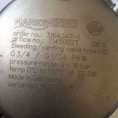 议价MANKENBERG 7145002T bleeding/venting vae type1.12 G