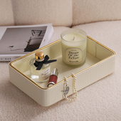 轻奢高档皮革收纳盒桌面门口玄关托 托盘首饰化妆品钥匙杂物置物
