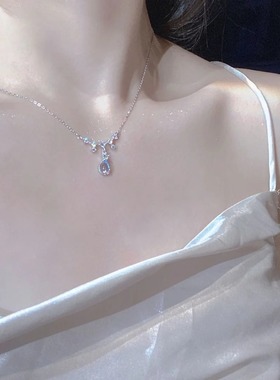 美人泪月光石项链女2026新款复古气质高级感钛钢不掉色锁骨链定制