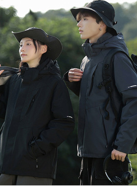 F.TOBO三合一冲锋衣秋冬加绒可拆卸外套男女防风防水保暖登山夹克