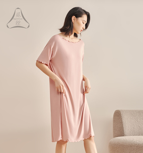 觅丝天丝莫代尔睡裙女薄款舒适短袖孕妇裙家居服月子服睡裙