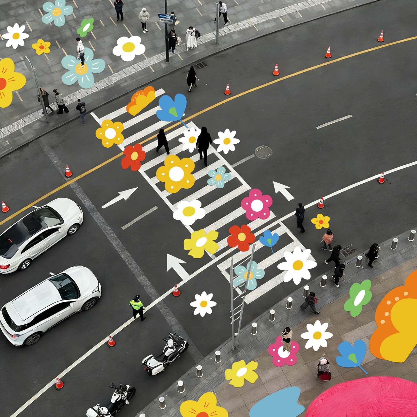 花朵贴纸春季上新春季商场斑马线氛围布置地贴画装饰商场地面布置,家居饰品,软装墙贴,淘宝优惠券,粉丝福利购,淘宝优惠卷