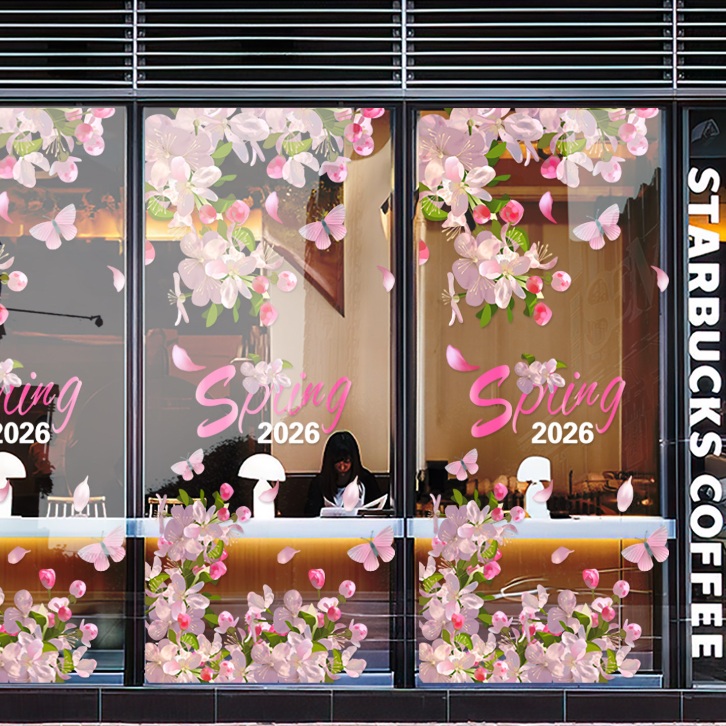 春天橱窗玻璃门装饰贴纸