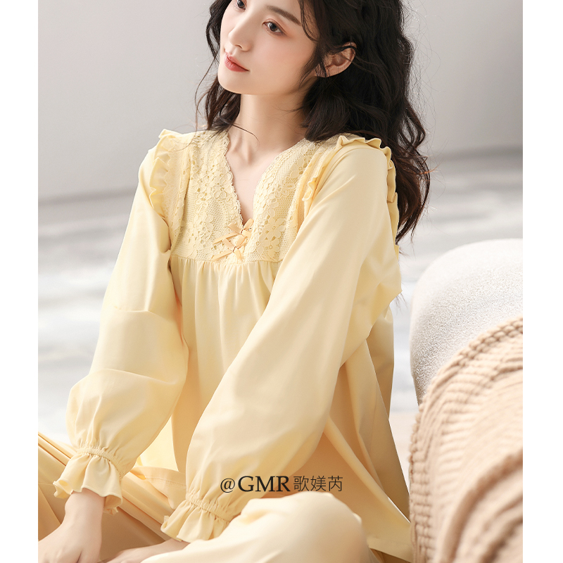 歌媄芮女士纯棉花边睡衣
