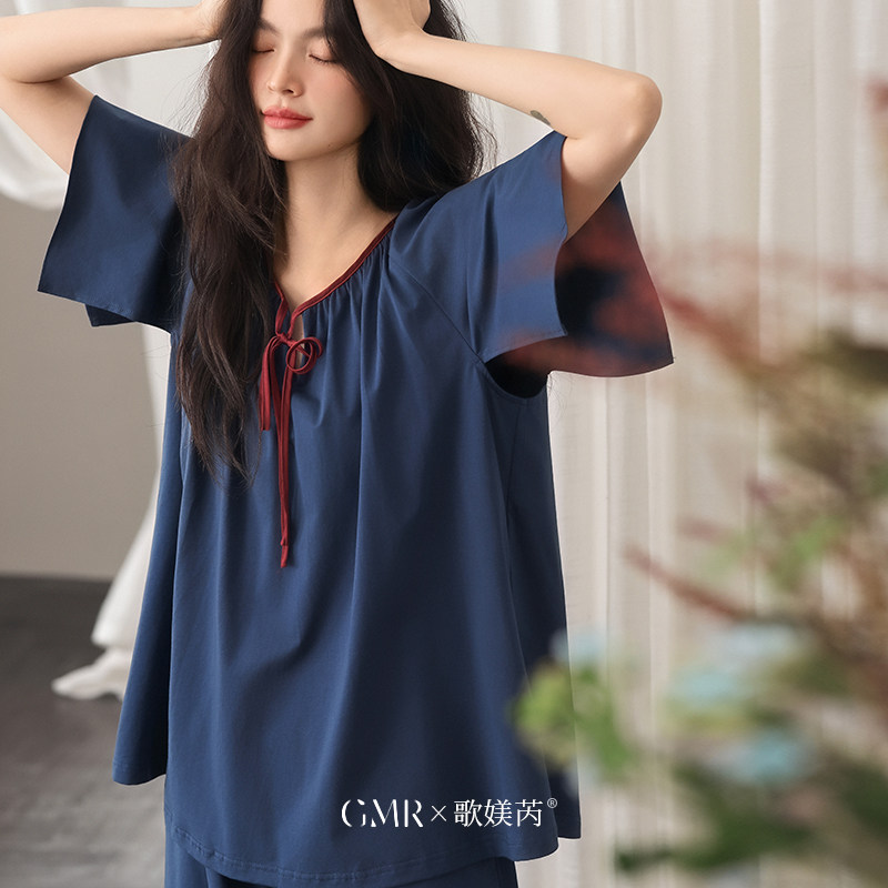 歌媄芮夏天睡衣女款纯棉短袖短裤大码凉感夏季家居服套装可外穿薄