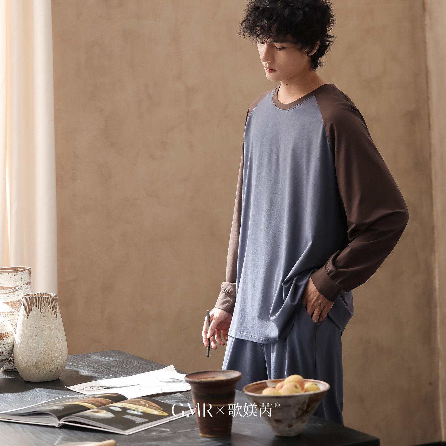 男生长袖睡衣春秋季纯棉简约宽松