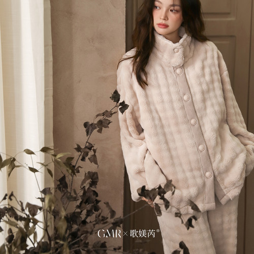 睡衣女款珊瑚绒秋冬季长袖加厚