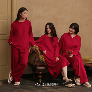 家居服秋冬套装 睡裙女纯棉长袖 春款 2026马年本命年红色睡衣春秋季