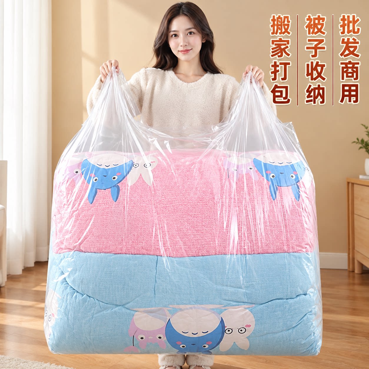 搬家打包带特大号塑料袋子加厚方便袋透明棉被收纳神器装衣服批发