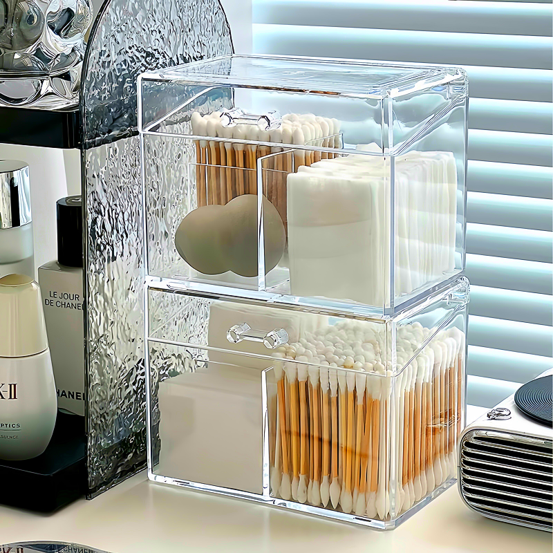 棉签透明收纳盒防尘收纳化妆棉桌面盒子亚克力卸妆化妆品带盖口红,收纳整理,桌面收纳盒,淘宝优惠券,粉丝福利购,淘宝优惠卷