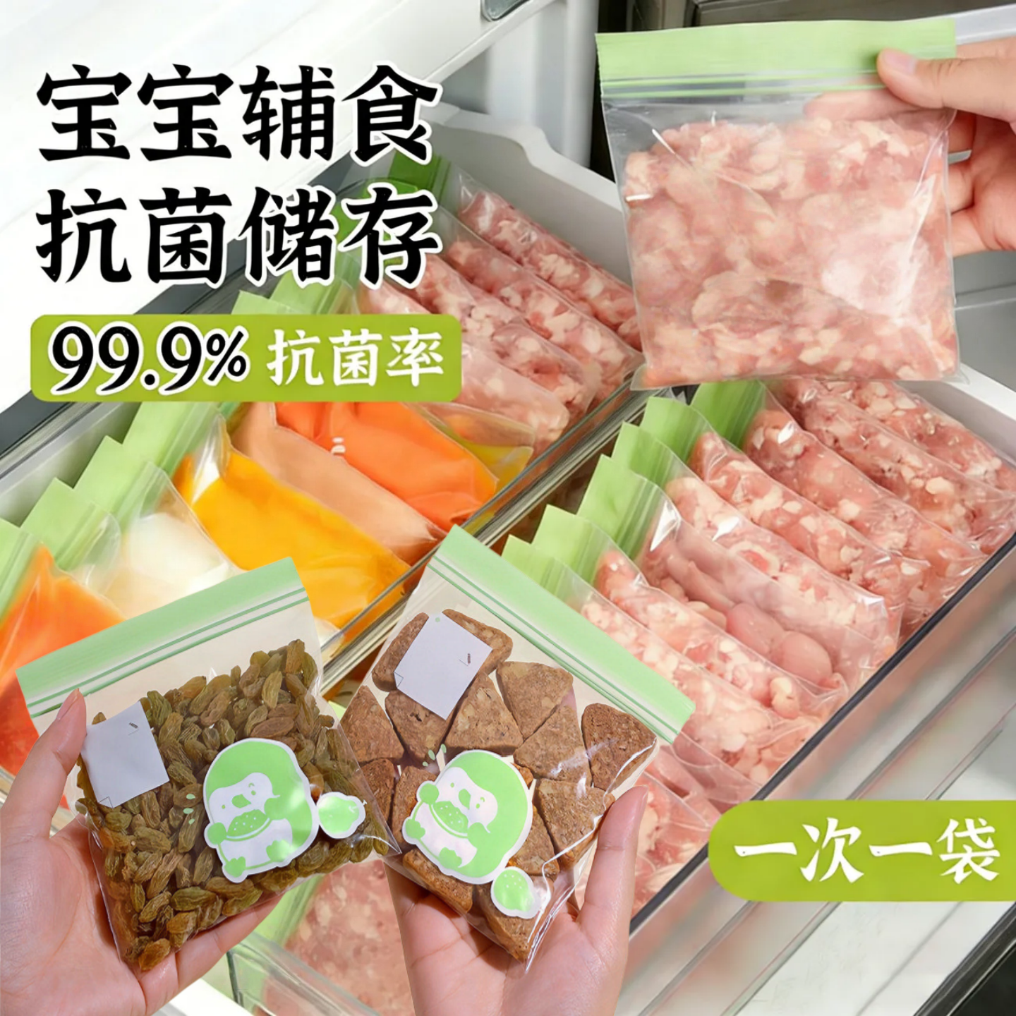 食品级抗菌冷冻分装密封袋