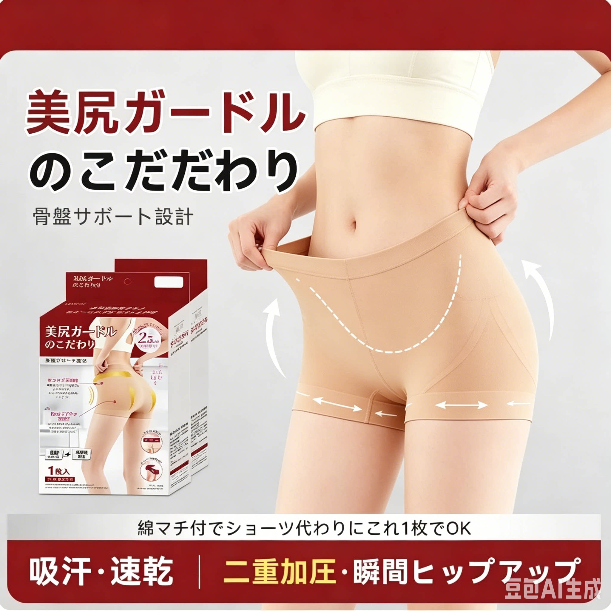 日本微压高腰无痕翘臀塑身四角裤