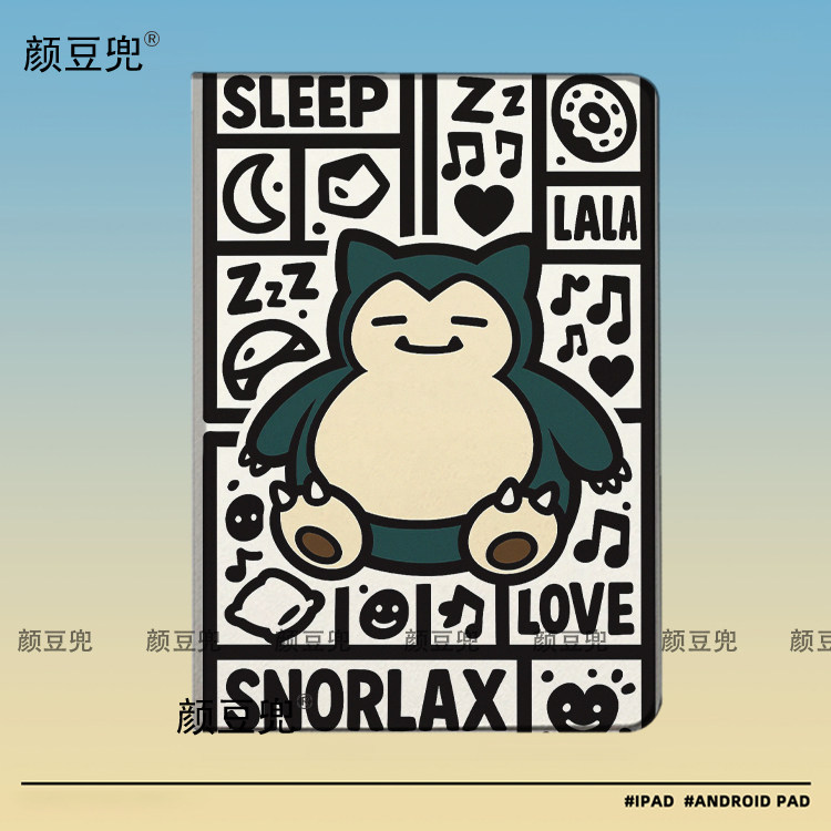 卡比兽 宝可梦动漫皮套ipad十11代ipad10.2适用air5/6平板套pro11 Air3笔槽mini6 7周边小米6 78华为Air12寸