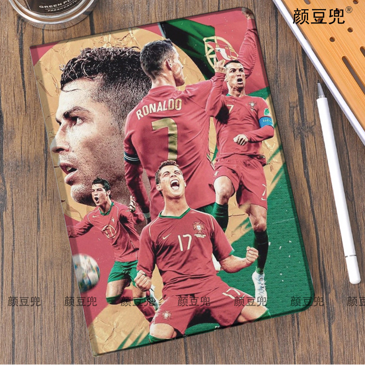 C罗纳尔多 足球ipad10.2适用air5/6保护套matepad pro11 Air3笔槽mini56皮套小米5/6pr华为Air11.5 12寸 同款