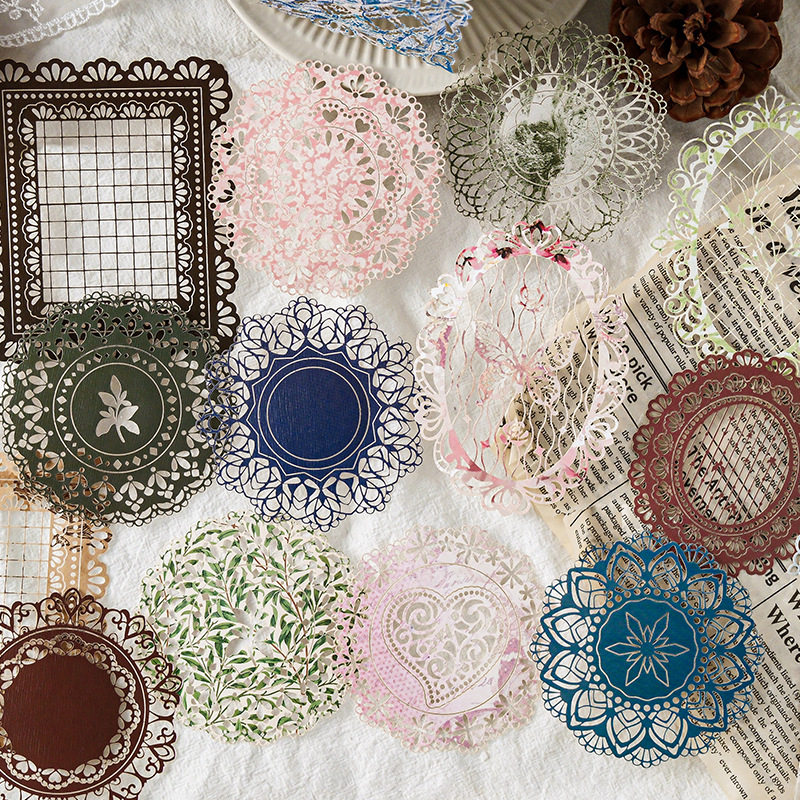 打底镂空素材纸 蕾丝旧笺系列 轻复古创意无粘性手帐痛包拼贴背景