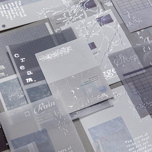 素影之境系列凸版浮雕双享装便签纸创意烫银素材手帐装饰留言备忘