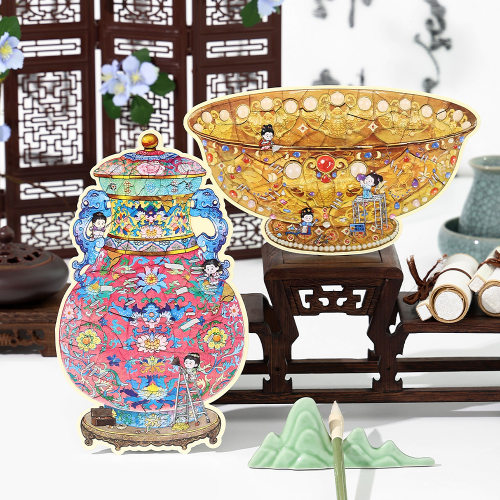 旧物修复师系列防水PET2.5D超大尺寸拼图贴纸 古风文物修补拼贴画