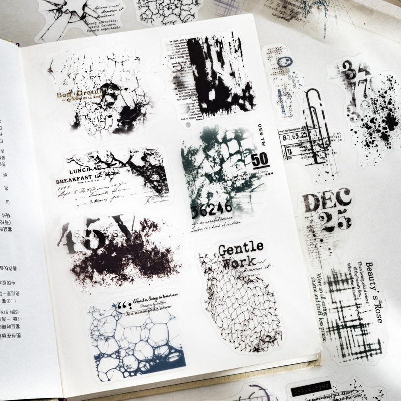 叠纹系列PET防水贴纸100张 复古英文晕染素材手账水杯diy装饰拼贴,文具电教/文化用品/商务用品,贴纸/立体贴纸,淘宝优惠券,粉丝福利购,淘宝优惠卷