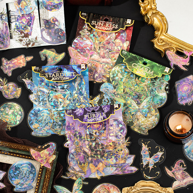 清仓 魔法时刻系列防水pet贴纸包 梦幻蝴蝶素材手帐diy装饰咕卡贴