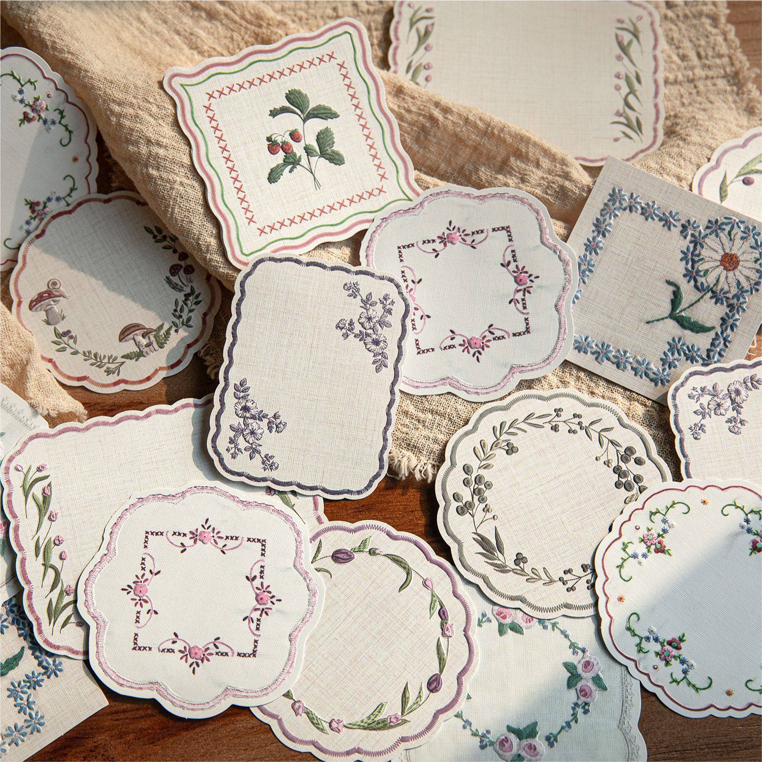 手作布垫系列凸版浮雕便签贴纸 轻复古素材手账痛包礼物diy装饰贴