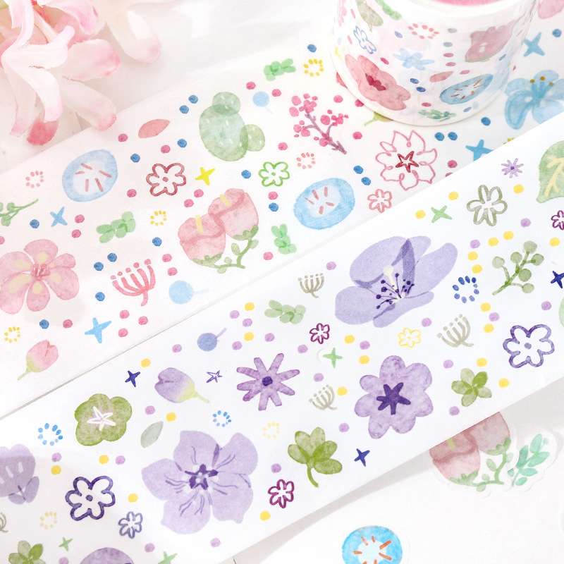 枝间花艺系列和纸胶带 小清新水彩花卉图案手帐DIY拼贴装饰素材贴